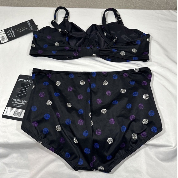 NWT Miraclesuit [ 38DD ] Spotted Surplice Bra Top + [‎ 14 ] Norma Jean Bottom - Picture 12 of 16